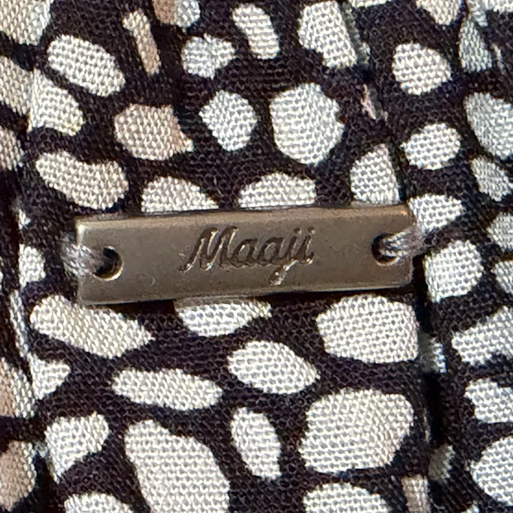 Maaji Boho Printed Sleeveless Mini Dress Size M Elastic Empire Waist Tassel Tie